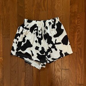 Black and White Cow Print Women's PJ Shorts Size S